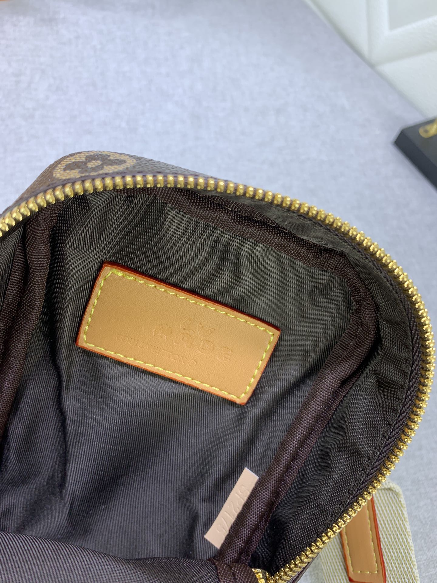 LOUIS VUITTON FLAP DOUBLE PHONE POUCH MONOGRAM STRIPES BROWN CANVAS 18CM M81005 - Image 3