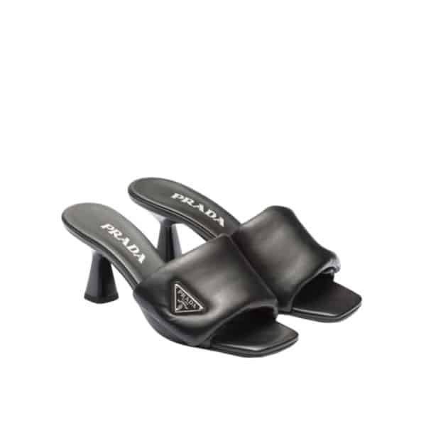 PRADA SOFT PADDED NAPPA SANDALS BLACK 1XX6542DL8F0002F065