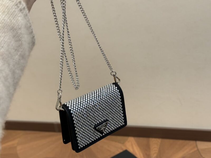 Alternative view of PRADA CARDHOLDER WITH SHOULDER STRAP AND CRYSTALS 13CM 1MR024 2AWL F0T7O