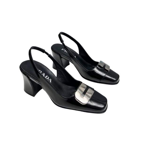 PRADA LEATHER SLINGBACK PUMPS BLACK