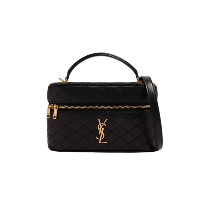 SAINT LAURENT MINI GABY LEATHER VANITY BAG STRAP SAINT LAURENT BLACK 18CM 7667311EL071000