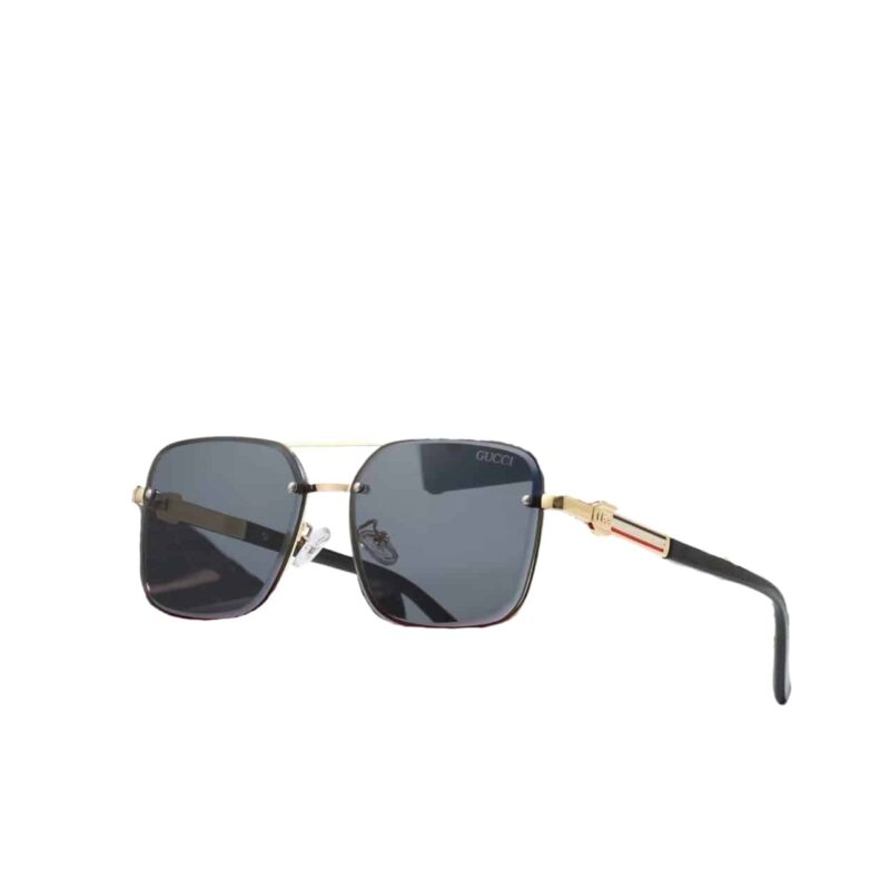 GUCCI SQUARE GRADIENT VINTAGE GOLD METAL SUNGLASSES BLACK