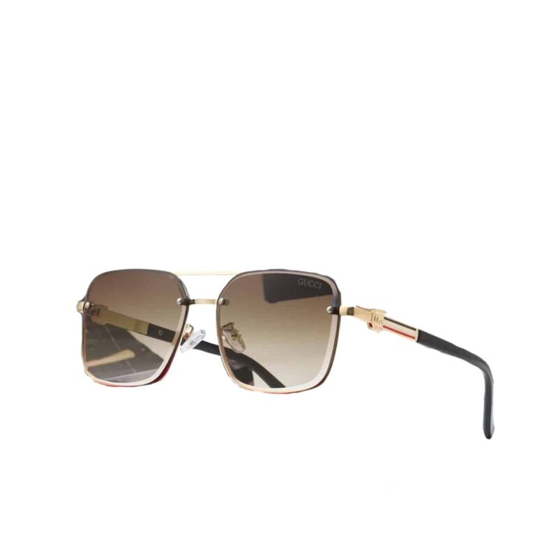 GUCCI SQUARE GRADIENT VINTAGE GOLD METAL SUNGLASSES BROWN
