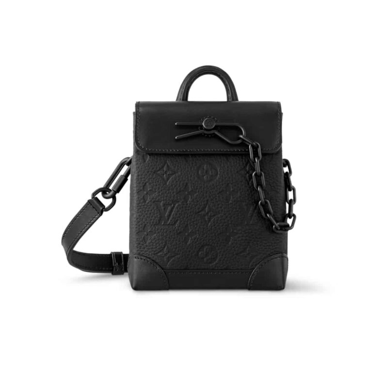 LOUIS VUITTON NANO STEAMER BAG TAURILLON COWHIDE MONOGRAM BLACK 14CM M82772