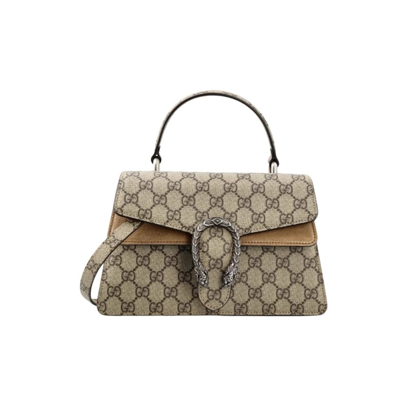 GUCCI DAMEN DIONYSUS GG CANVAS TOP HANDLE BAG BROWN 24CM