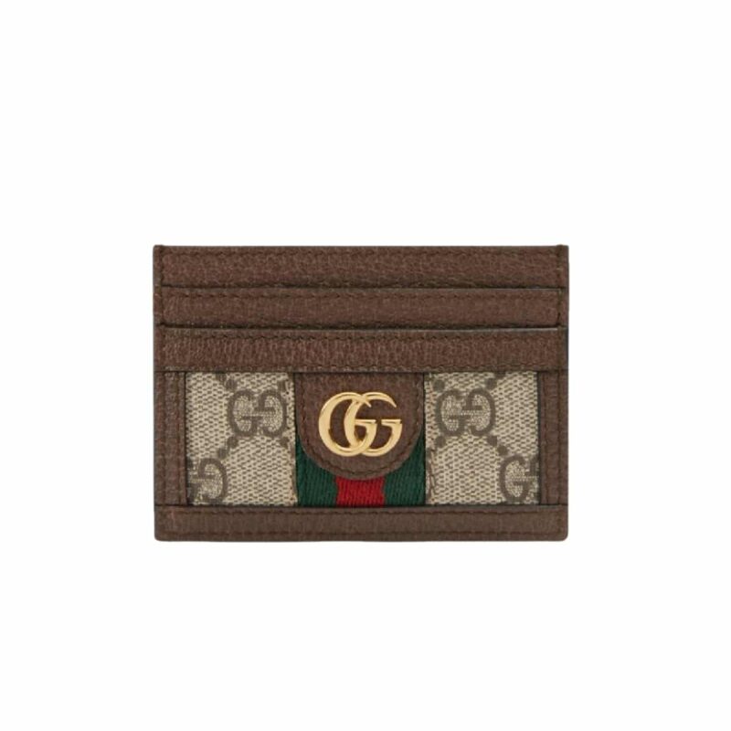 GUCCI OPHIDIA GG CARD CASE MONOGRAM BROWN 10CM 523159 96IWG 8745