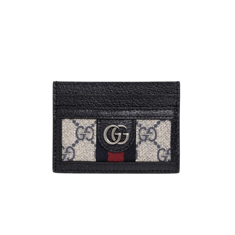GUCCI OPHIDIA GG CARD CASE MONOGRAM BLACK 10CM
