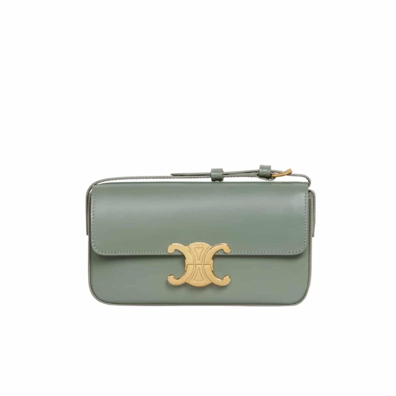 CELINE TRIOMPHE SHOULDER BAG IN SHINY GREEN 20CM 194143BF4 31LA