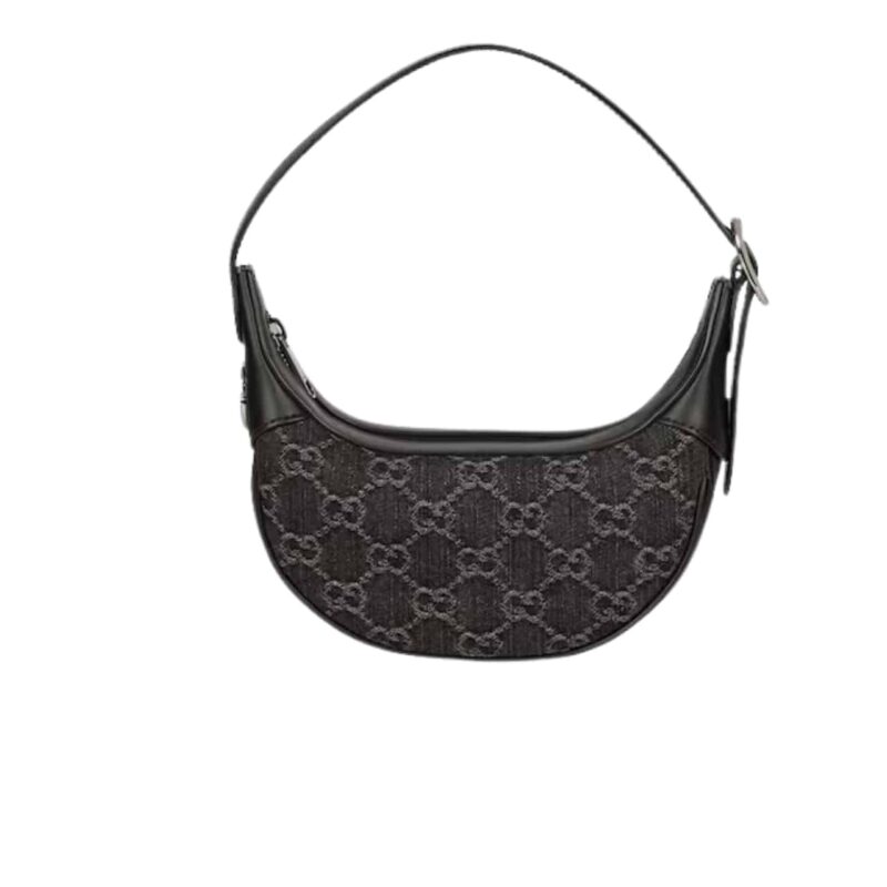 GUCCI OPHIDIA GG MINI DENIM BAG BLACK AND GRAY 19CM 658551 FAC2F 8450