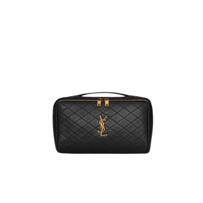 SAINT LAURENT GABY VANITY CASE IN QUILTED BLACK 24CM 7531711EL071000