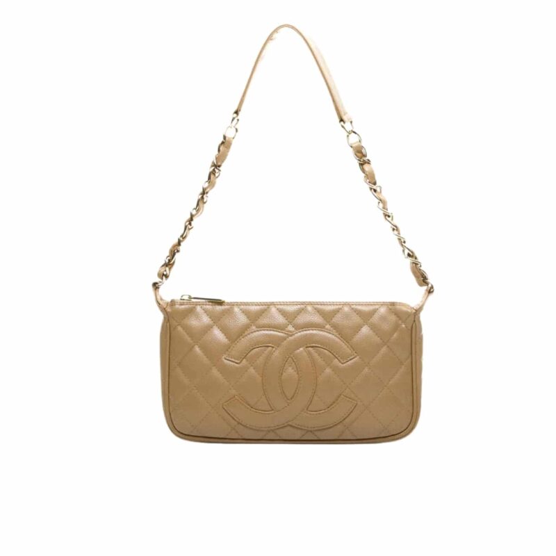 CHANEL TIMELESS CC CHAIN SHOULDER BAG DARK BEIGE 25CM