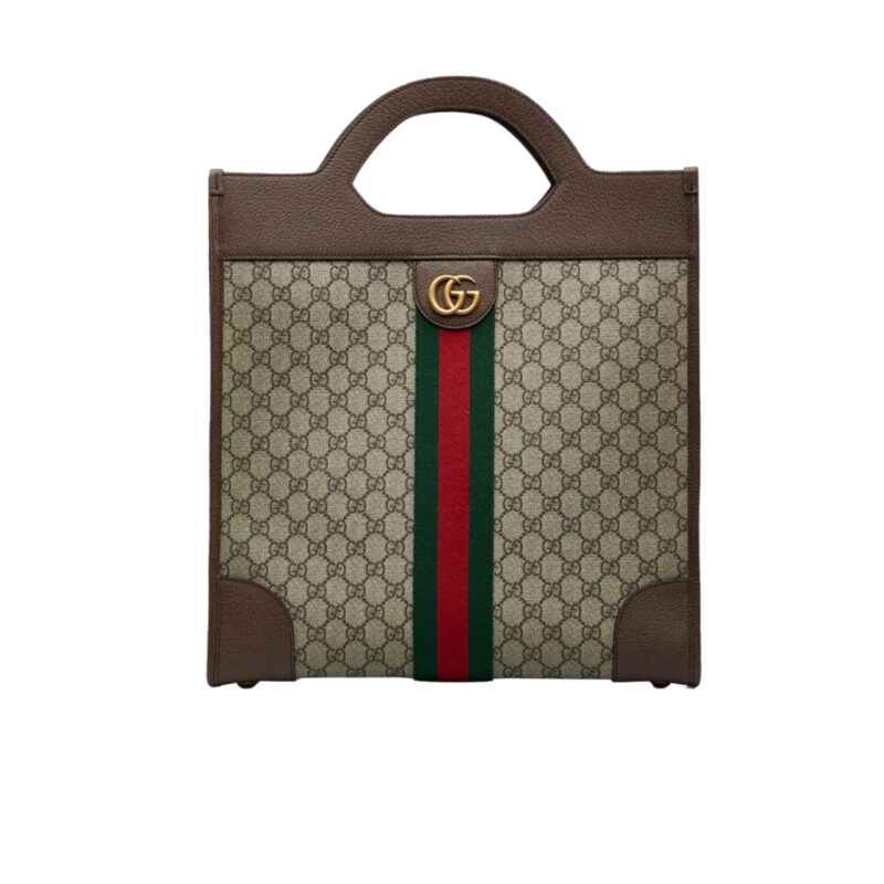 GUCCI GG SUPREME OPHIDIA VERTICAL TOTE BROWN 33CM