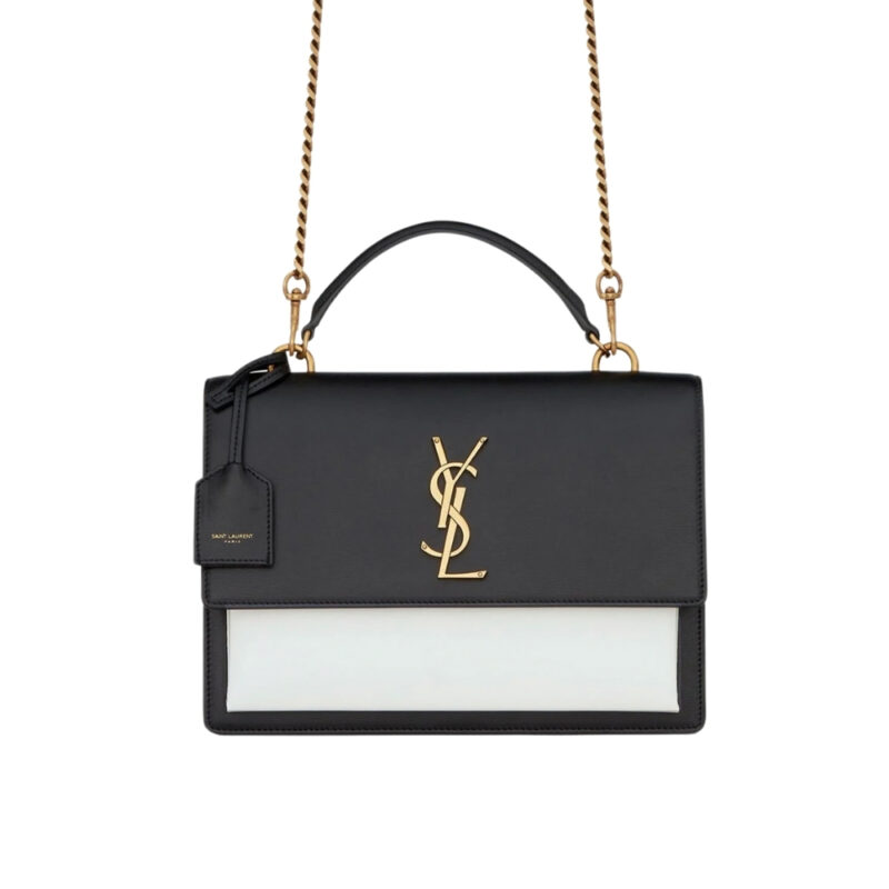 SAINT LAURENT SUNSET MEDIUM IN SMOOTH LEATHER BAG BLACK 22CM 634723 D4267 1031