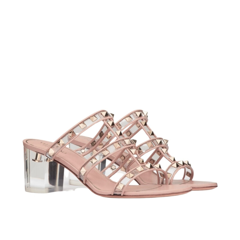 VALENTINO GARAVANI ROCKSTUD SLIDER SANDAL IN BEIGE 2W0S0C47NGU V6L
