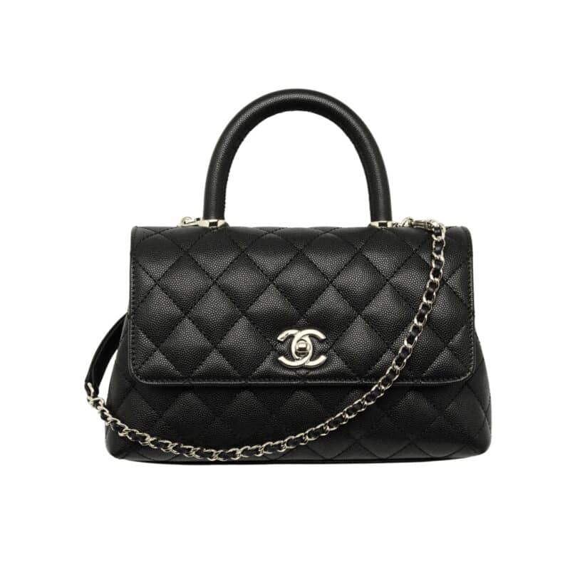 CHANEL TRENDY CC TOP HANDLE BAG PYTHON BLACK 23CM