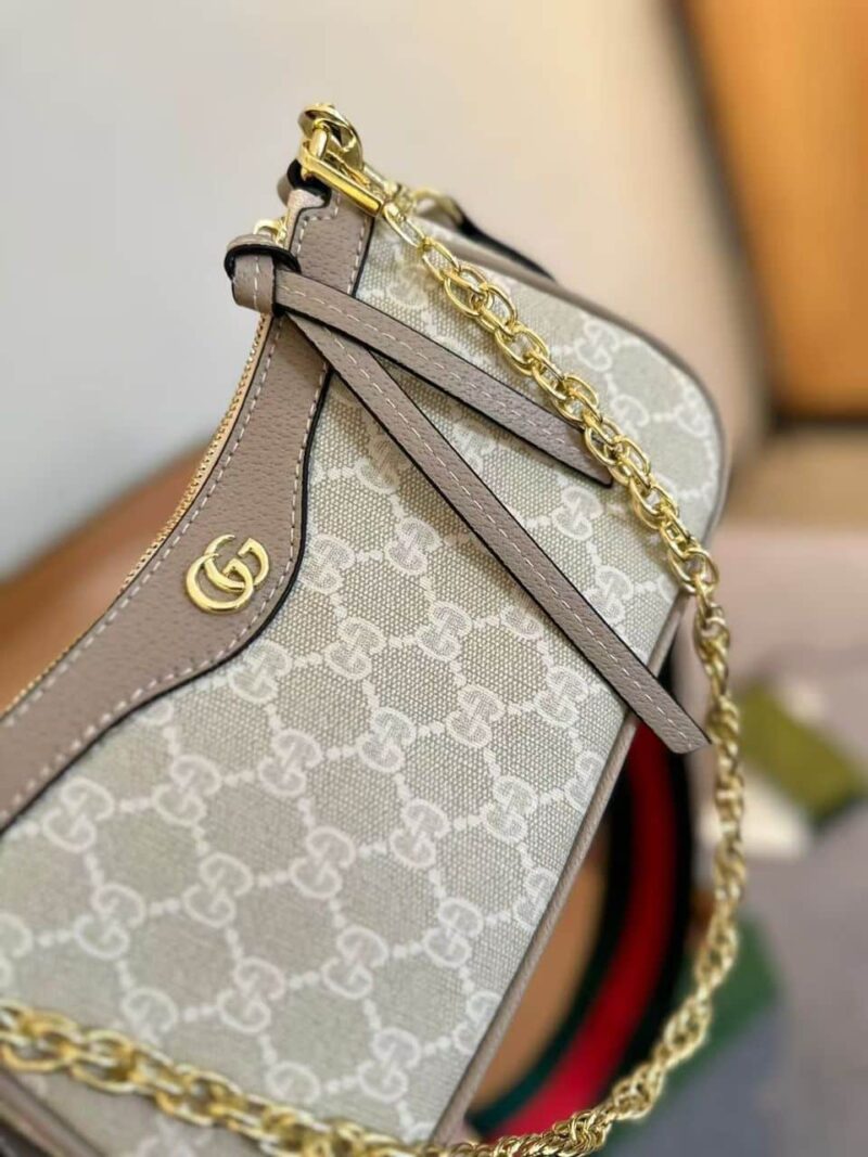 Alternative view of GUCCI OPHIDIA SMALL SHOULDER BAG BEIGE AND WHITE 25CM 735132 UULAG 9682
