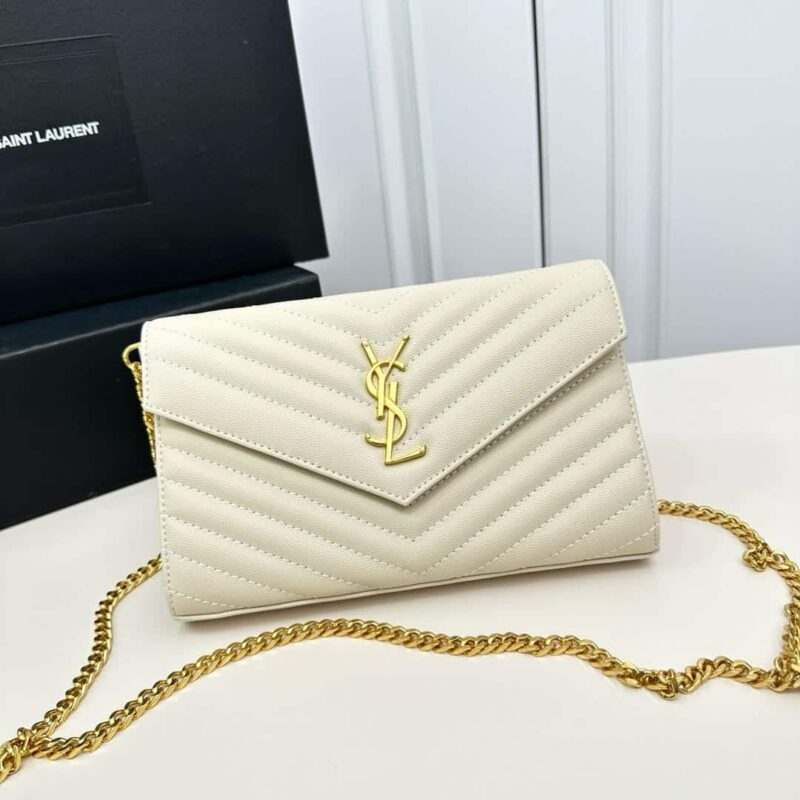 Alternative view of SAINT LAURENT CLASSIC CASSANDRE CHAIN WALLET BAG WHITE 24CM 377828BOW019207