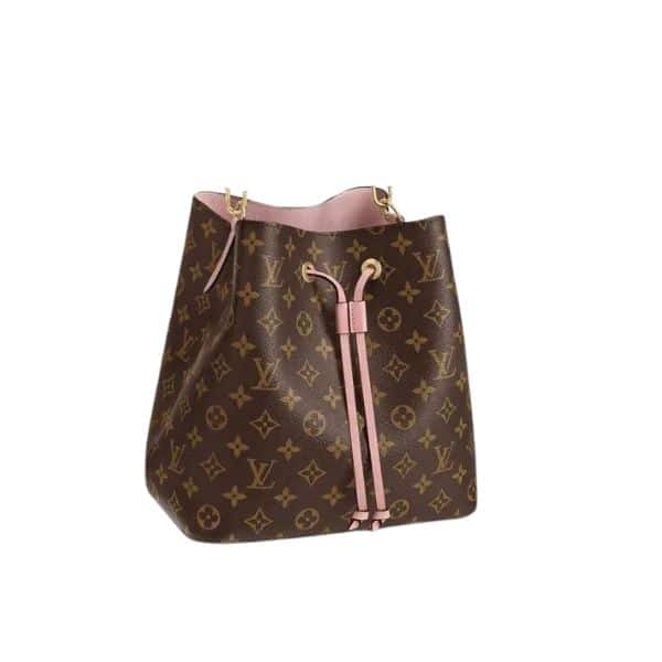 LOUIS VUITTON NEONOE MONOGRAM LEATHER BAG BROWN AND PINK 25CM