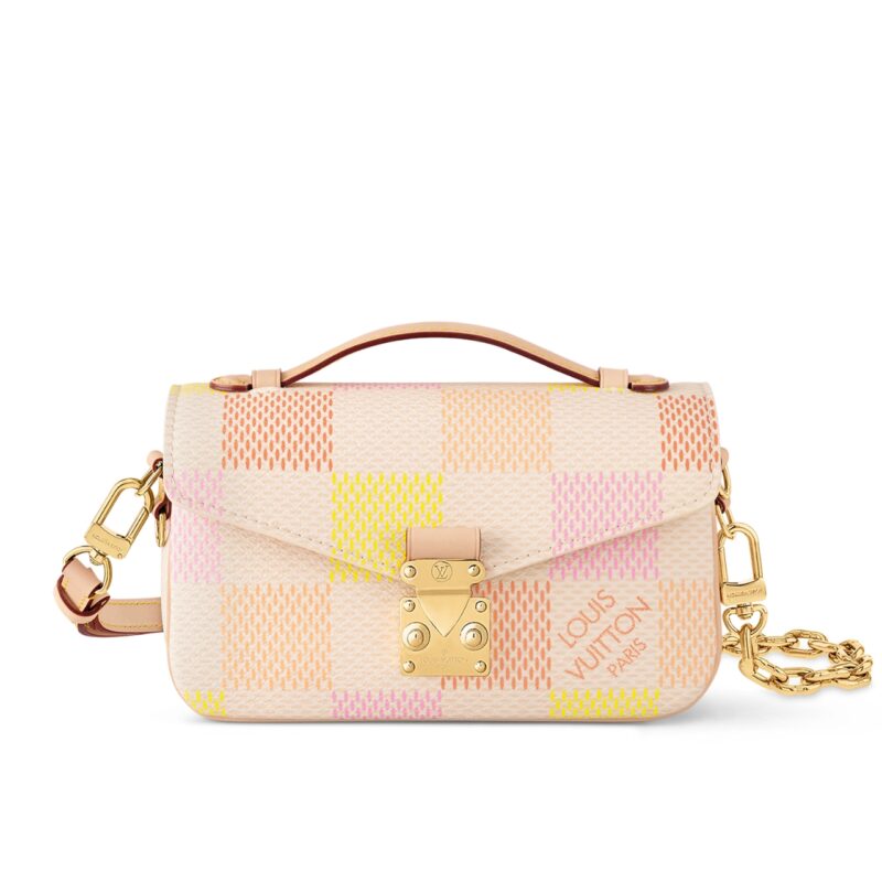 LOUIS VUITTON POCHETTE MÉTIS EAST WEST DAMIER CANVAS PEACH 21CM N40749