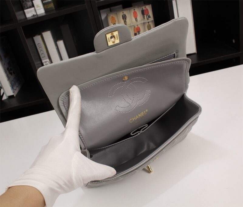 Alternative view of CHANEL CLASSIC FLAP GRAY GOLD HARDWARE 25CM