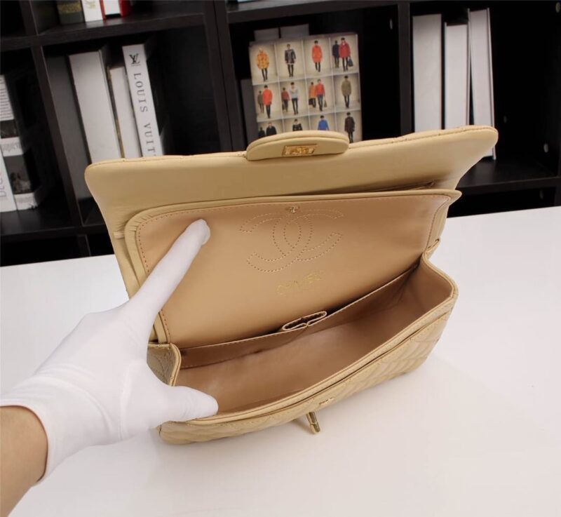 Alternative view of CHANEL CLASSIC FLAP BEIGE GOLD HARDWARE 25CM