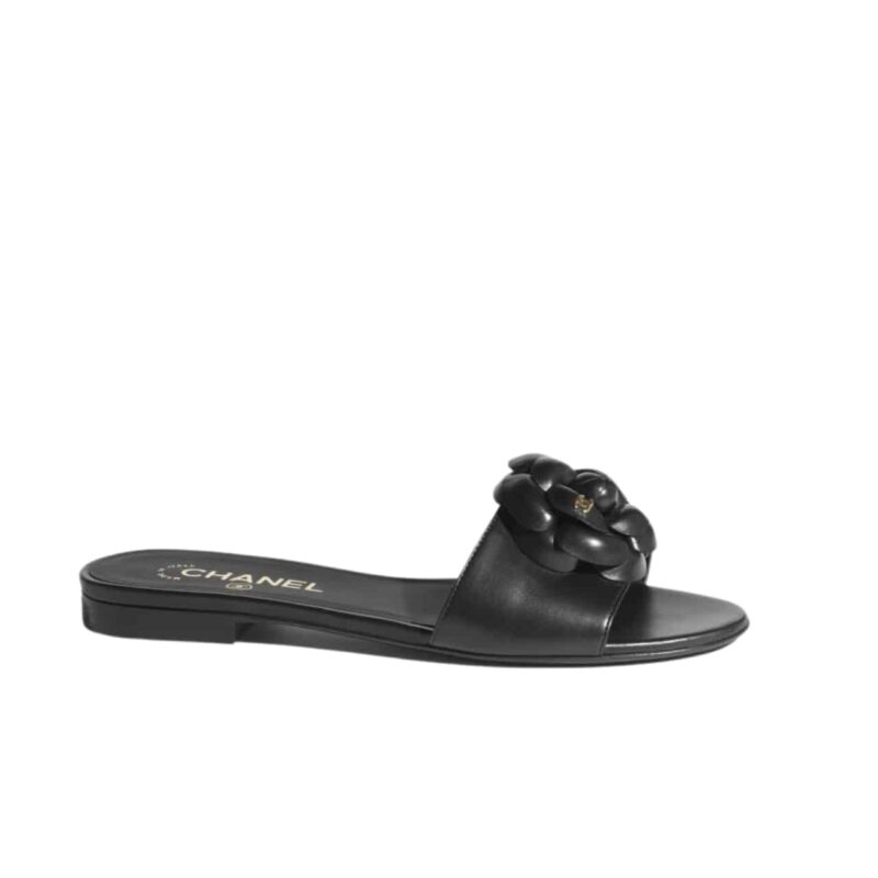 CHANEL MULES WITH CAMELLIA IN BLACK G45499 X01000 94305