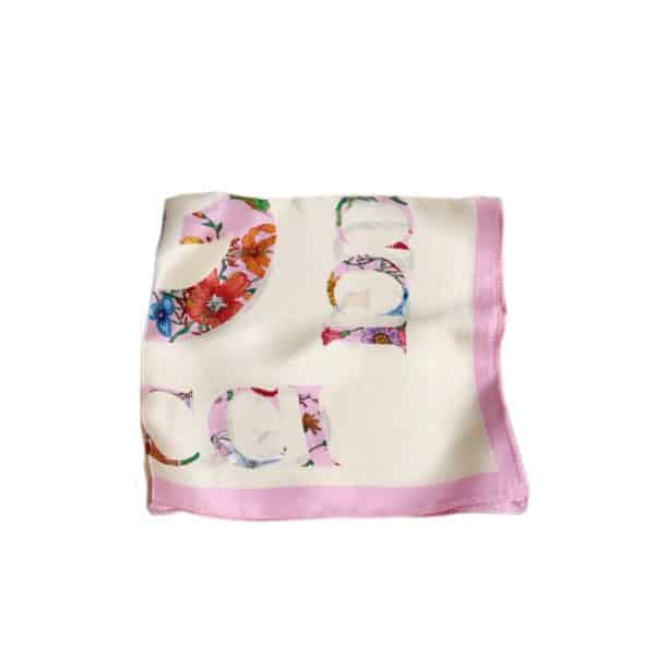 GUCCI FLORA GUCCI VINTAGE LOGO PRINT SCARF 70CM