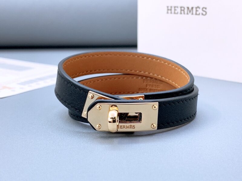Alternative view of HERMES KELLY DOUBLE TOUR BRACELET LEATHER BLACK H068438CD89T1