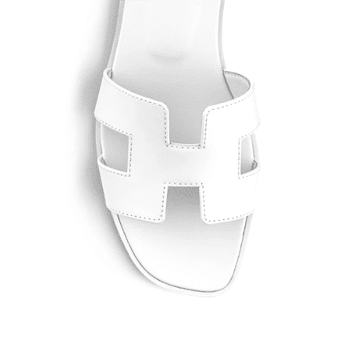 Alternative view of HERMES ORAN SANDALS FULL WHITE