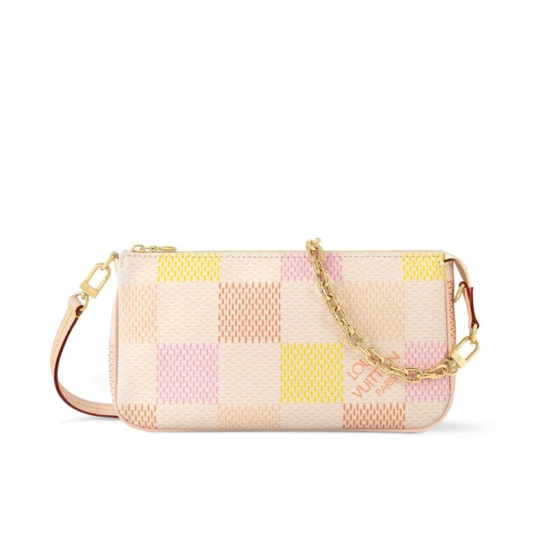 LOUIS VUITTON POCHETTE ACCESSOIRES DAMIER CANVAS PEACH PINK 23CM N40642