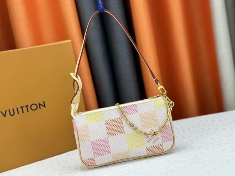 Alternative view of LOUIS VUITTON POCHETTE ACCESSOIRES DAMIER CANVAS PEACH PINK 23CM N40642