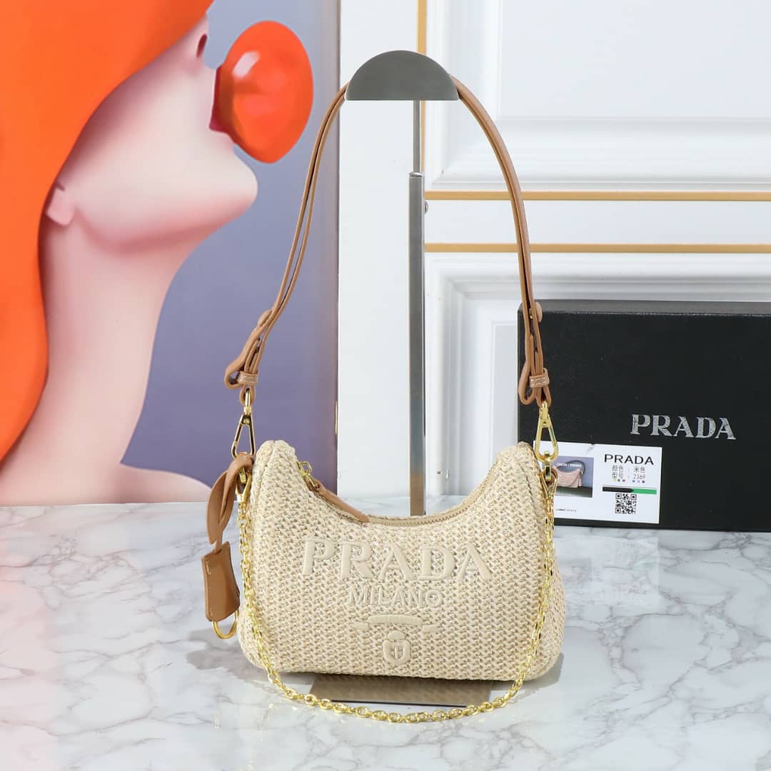 PRADA RE EDITION CROCHET BAG NATURAL 22CM 1BC204 2M2T F0018 V JUO - Image 10