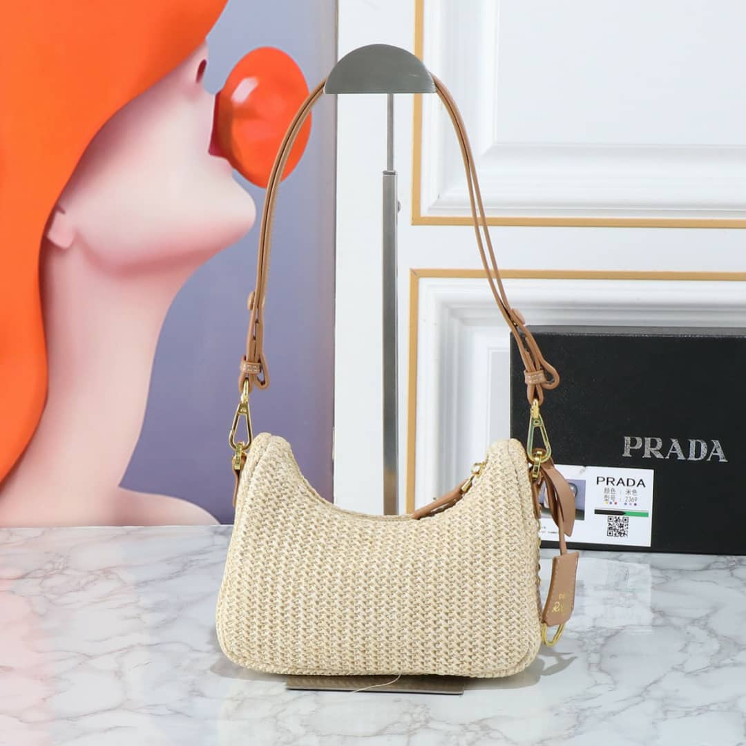 PRADA RE EDITION CROCHET BAG NATURAL 22CM 1BC204 2M2T F0018 V JUO - Image 9