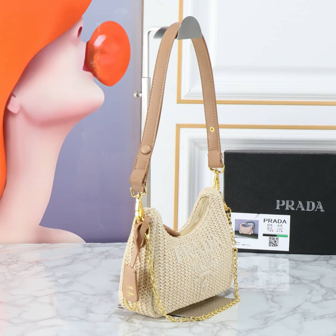 PRADA RE EDITION CROCHET BAG NATURAL 22CM 1BC204 2M2T F0018 V JUO - Image 8