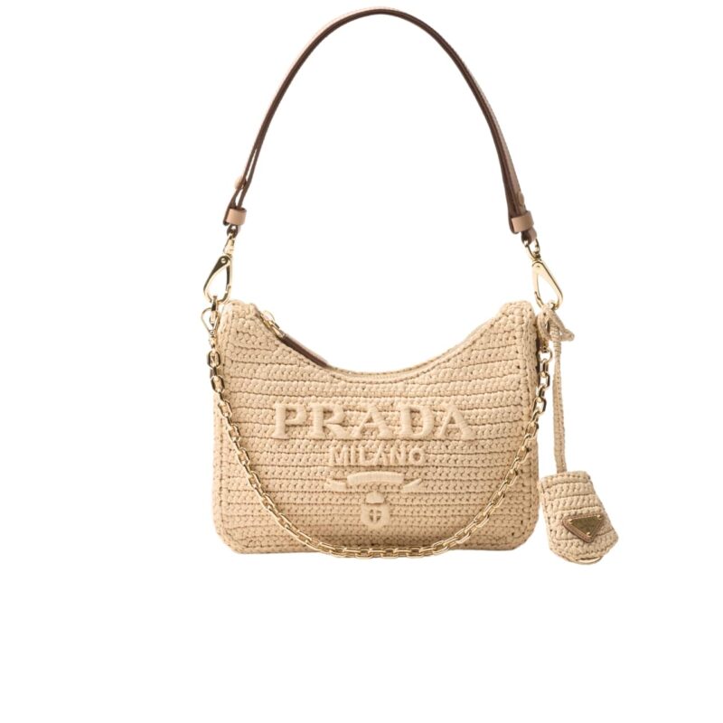 PRADA RE EDITION CROCHET BAG NATURAL 22CM 1BC204 2M2T F0018 V JUO