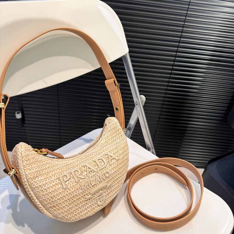 Alternative view of PRADA ARQUÉ CROCHET SHOULDER BAG NATURAL 22CM 1BC194 2M2T F0018 V OUO