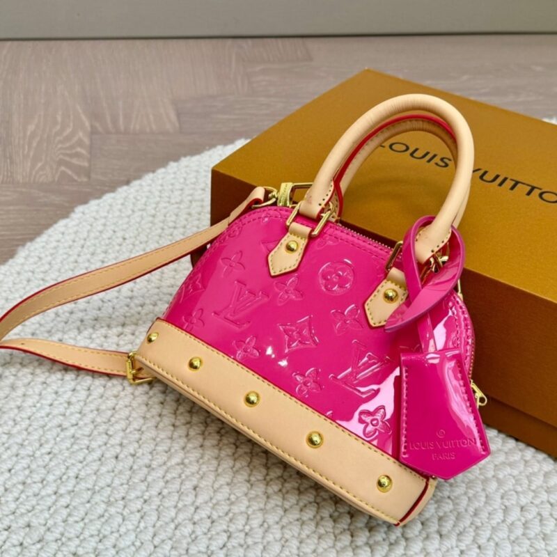 Alternative view of LOUIS VUITTON ALMA NANO MONOGRAM VERNIS EMBOSSED NEON PINK 18CM M90611