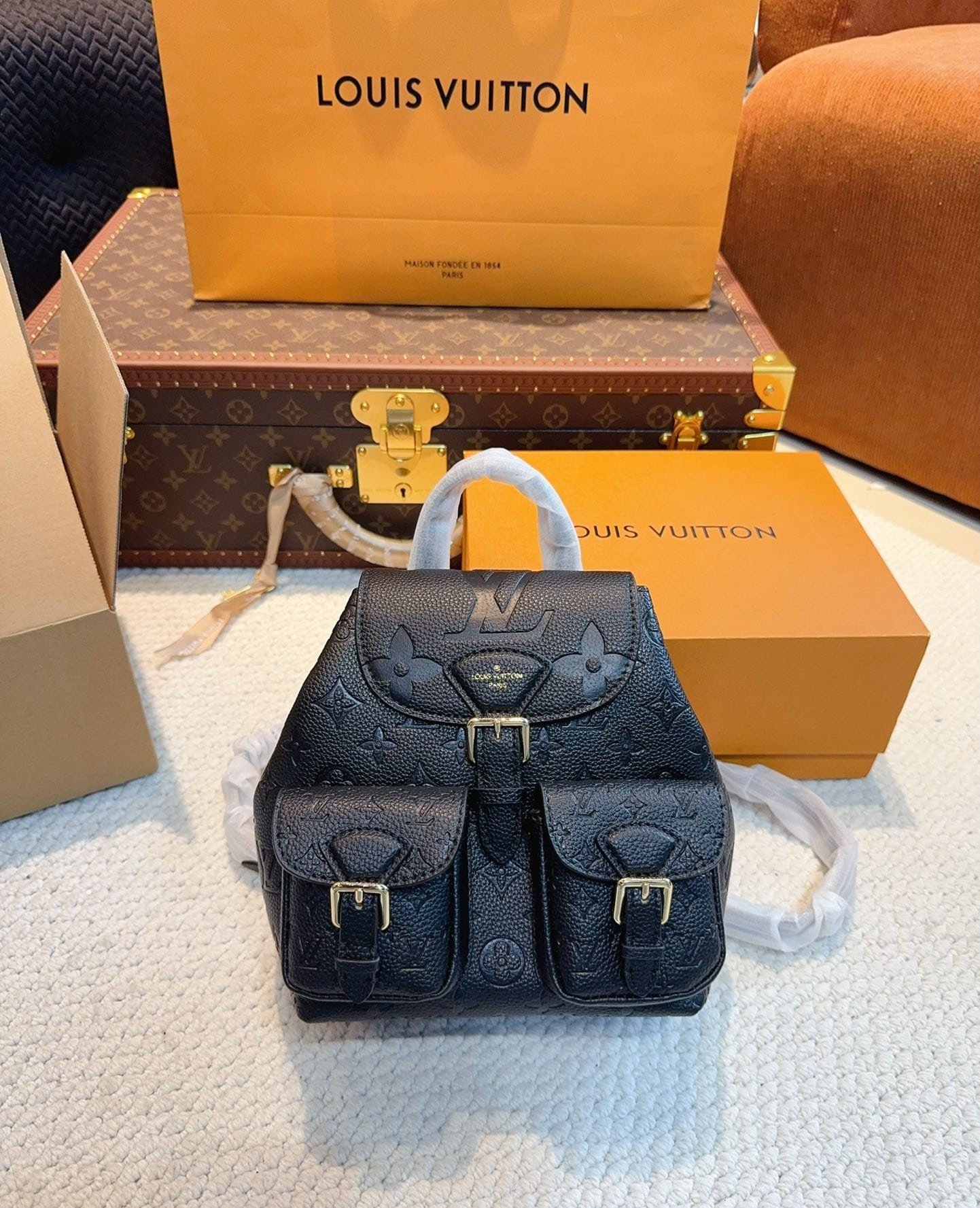 LOUIS VUITTON BACKUP BACKPACK BLACK 20CM M47072 - Image 2