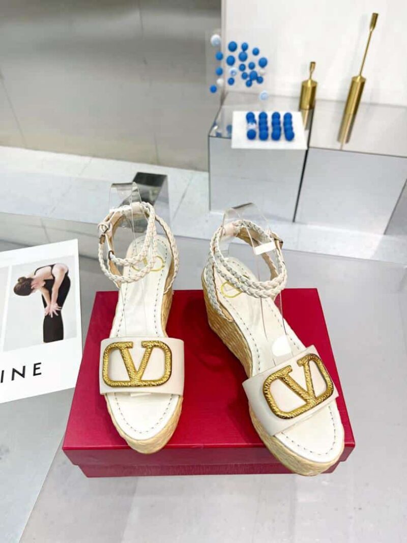 Alternative view of VALENTINO GARAVANI VLOGO ESPADRILLE PLATFORM SANDALS WHITE