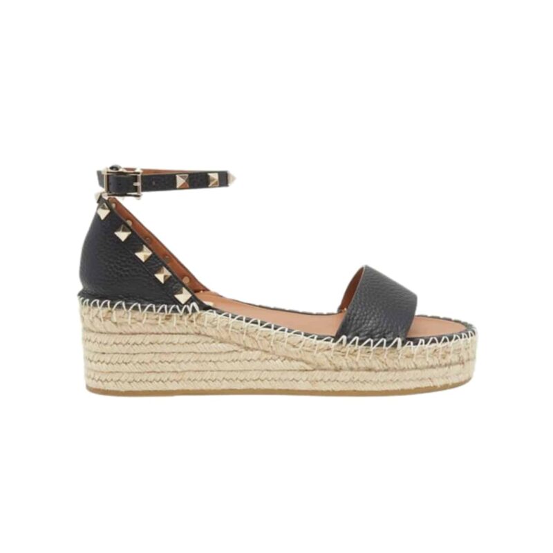 VALENTINO GARAVANI ROCKSTUD FLATFORM ESPADRILLE SANDALS