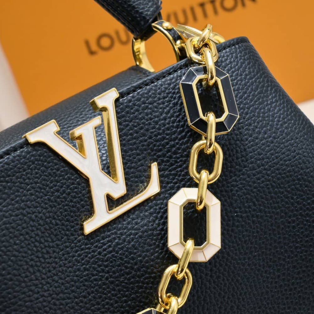 LOUIS VUITTON CAPUCINES BB BAG WITH CHARM BLACK 27CM - Image 6