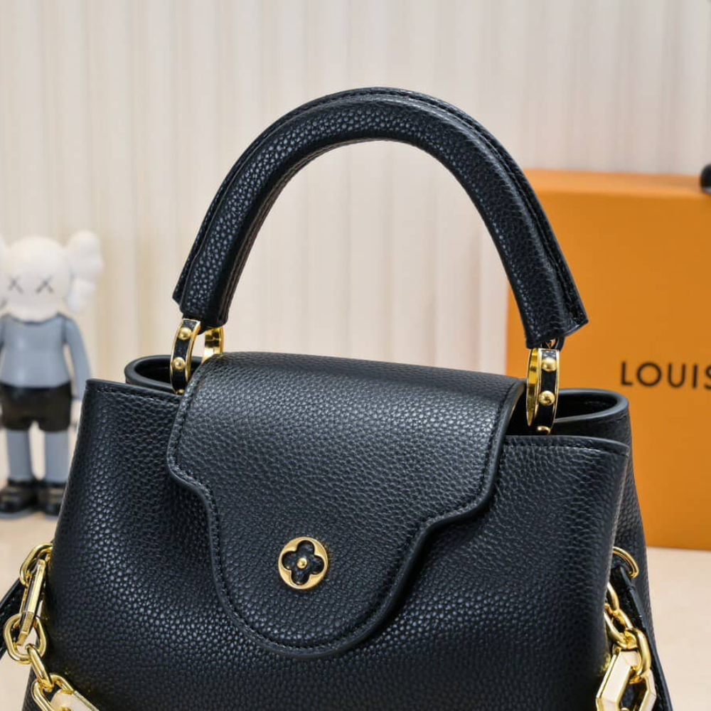 LOUIS VUITTON CAPUCINES BB BAG WITH CHARM BLACK 27CM - Image 8