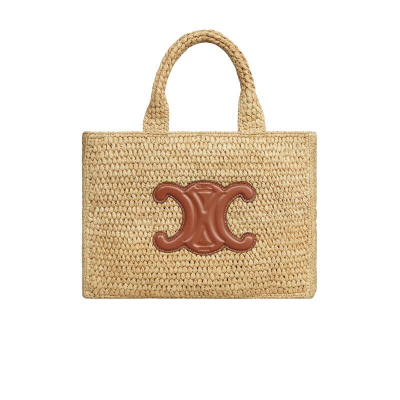 CELINE SMALL CABAS THAIS IN RAFFIA AND TAN 27CM 116302FF7 04LU