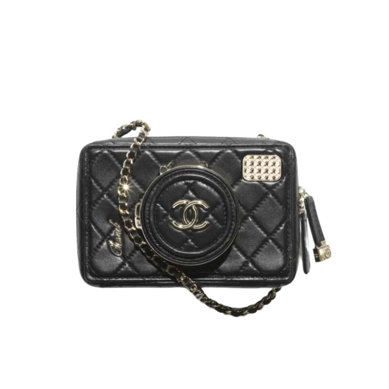 CHANEL CAMERA BAG BLACK 18CM AS4817 B16255 94305