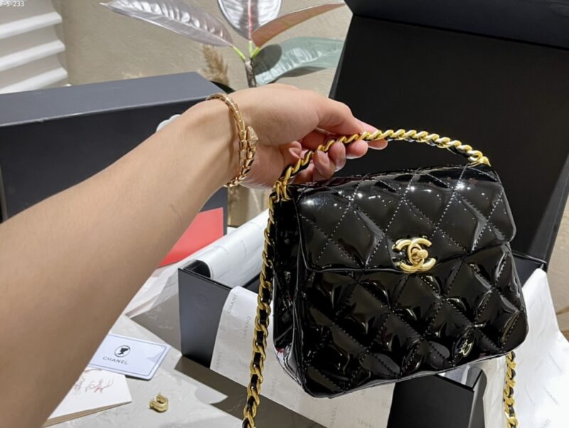 Alternative view of CHANEL MINI FOLDABLE BAG WITH HANDLE POLISHED BLACK 19CM AS4472 B16280 94305