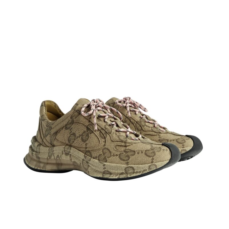 GUCCI WOMEN'S GUCCI RUN SNEAKER IN WATER TRANSFER PRINTED LEATHER BEIGE 725612 AABEB 9742