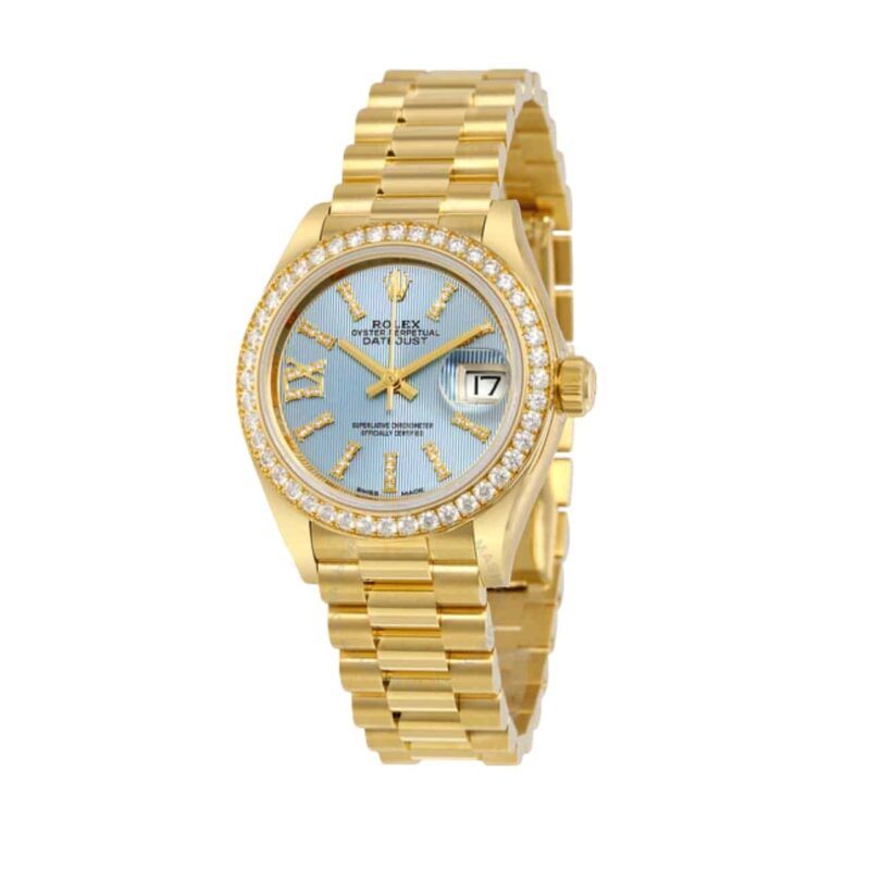 ROLEX LADY DATEJUST 28 CORNFLOWER BLUE DIAL GOLD 18K 28MM 279138BLSRDP