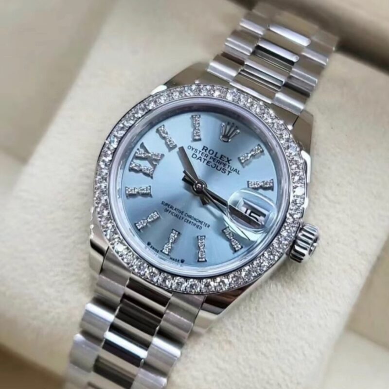 Alternative view of ROLEX LADY DATEJUST 28 ICE BLUE DIAL PLATINUM DIAMOND 28MM 279136IBLSRDP
