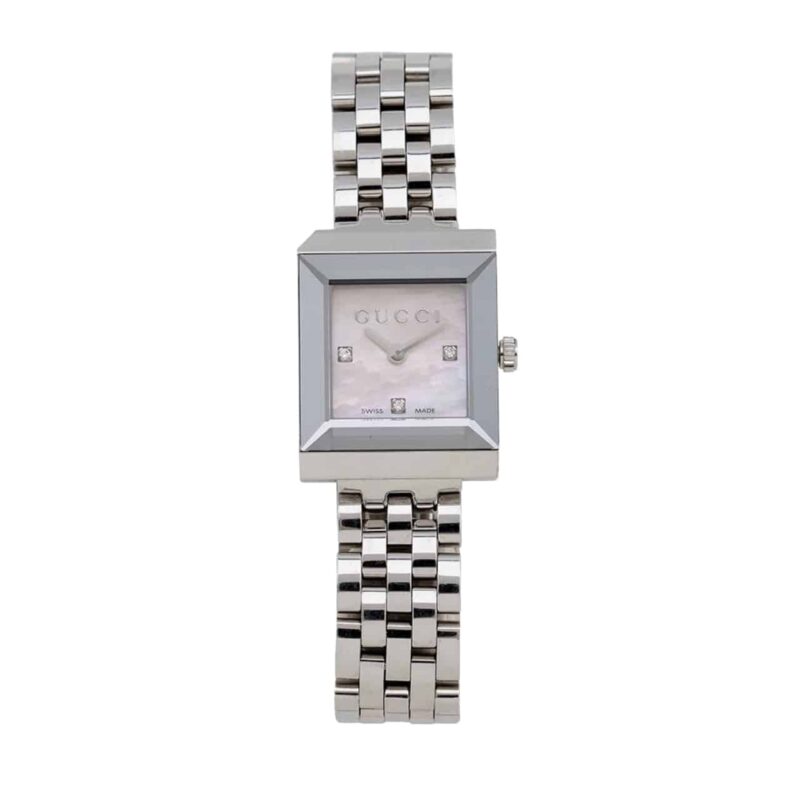 GUCCI G FRAME BRACELET WATCH SQUARE SHAPE SILVER IN WHITE 20MM YA128401