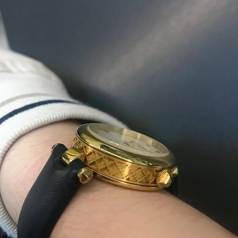 Alternative view of GUCCI DIAMANTISSIMA SWISS QUARTZ WITH BLACK STRAP AND GOLD TONE 27MM YA141404